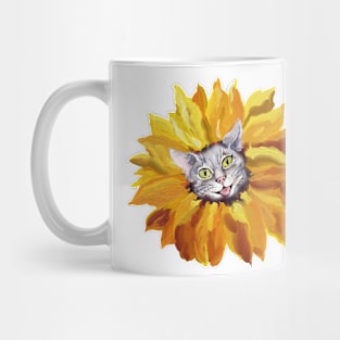 Sunflower Cat Watercolor Painting Design Mug